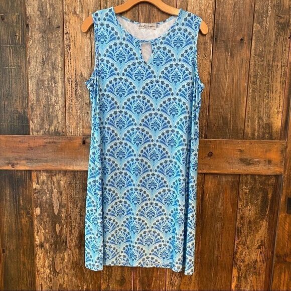 Ava Lynn Sz M Blue Tulip Design Sleeveless Casual Shift Lounge Dress - Picture 2 of 8